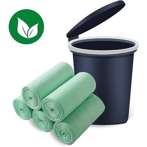 Bio-Müllsäcke, 100 % recycelbare und abbaubare Küchen-Müllsäcke aus Maisstärke, die in Küchen und Wohnzimmern verwendet werden. (5 Rollen mit 100 Stück, Grün)5060cm