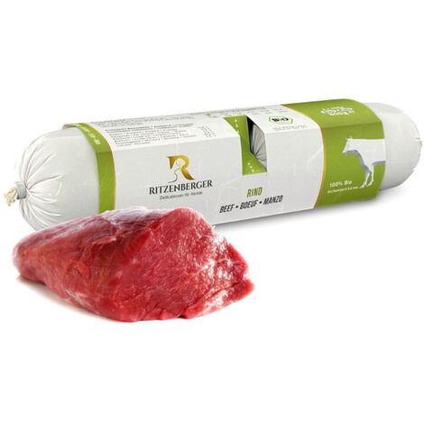 Bio-Rindfleisch 75% mit Karotten  Doppelbrötchen  Bio-Hundefutter  Ritzenberger
