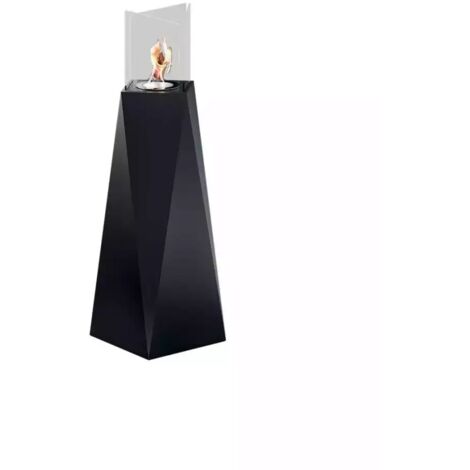 Biocamino da Pavimento Nero 120 cm da Terra con Fiamma Spirale