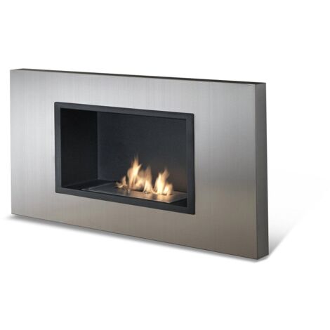 Biocamino de diseño de pared bioetanol gris cromo 78 x 17 x 54 cm