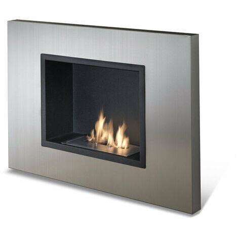 Biocamino design da parete bioetanolo grigio cromo cm 78 x 17 x h 54