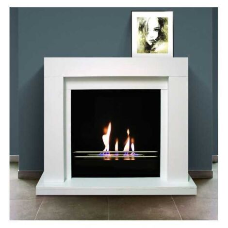 Biocamino pavimento Udine Bianco 2,5 kW – focolare acciaio, struttura legno, vetro frontale – Tecno Air System