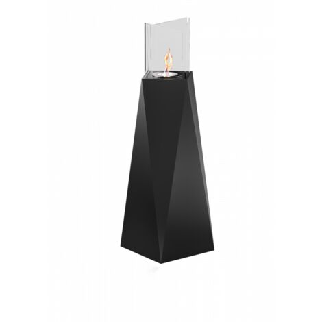 Biochimenea de suelo Nairobi Negro 1,5 kW – altura 120 cm, estructura de acero negro, cristales protectores – Tecno Air System