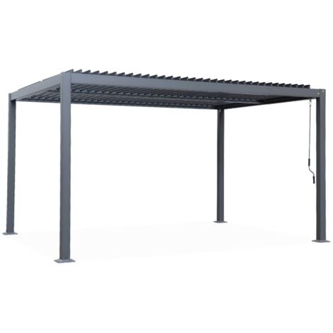 SWEEEK Bioclimatic pergola aluminum and steel adjustable slats 4x3m Palace, Palace 4x3m, Anthracite, 392x292x211 cm