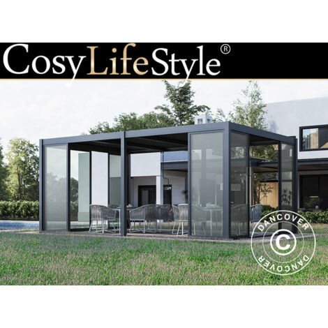 Bioclimatic pergola gazebo San Pablo Alu+ w/sliding doors, 3x5.8
