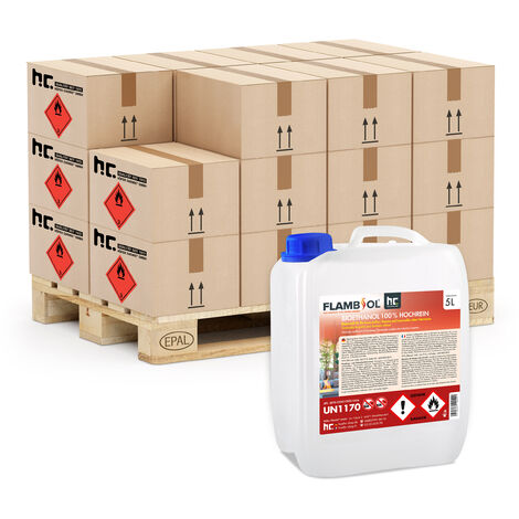 Bioéthanol 100 % 1 x 5 L de haute pureté pour cheminée à éthanol