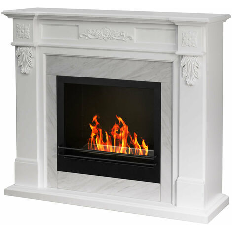 Bioethanol Standkamin "Truman" aus Holz mit Marmoreffekt 3,4 Kw Moderne Einrichtung