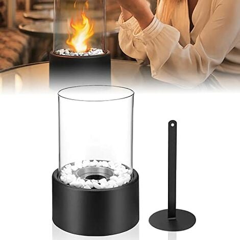 Bioethanol Kamin Indoor und Outdoor Balkondekoration Ethanol Kamin mit Natursteinen für Balkon Deko Garten YARDIN