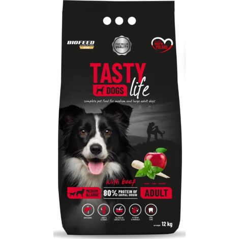 BIOFEED Tasty Life Croquettes au bœuf pour chiens moyens et grands - 12 kg