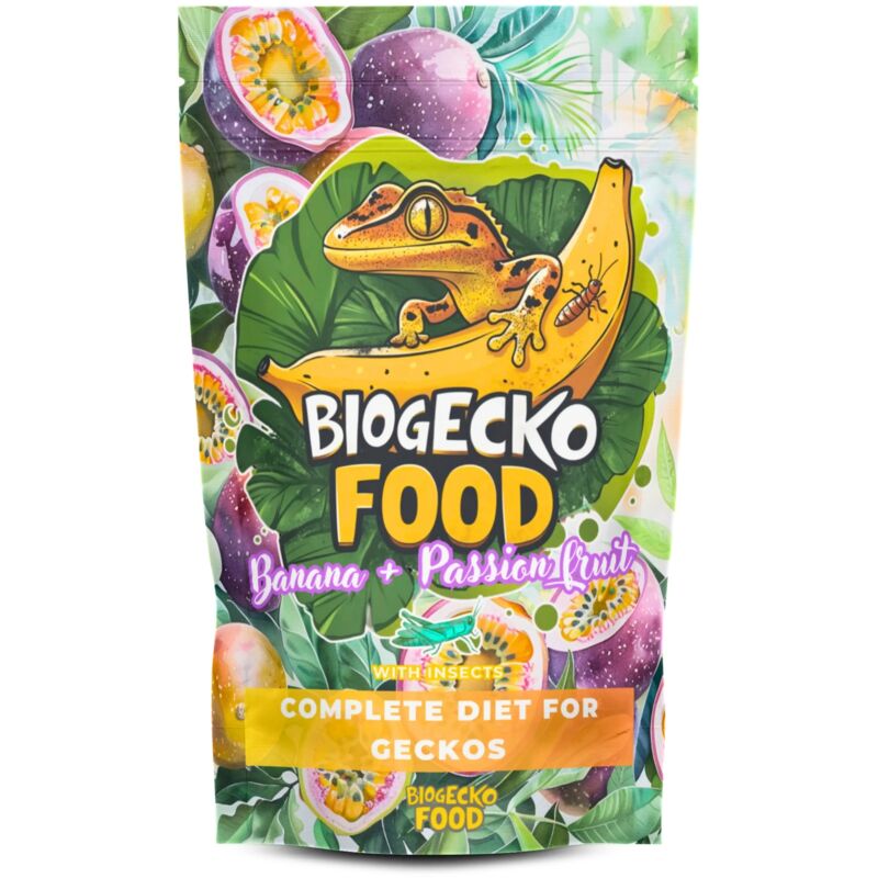BioGecko Food Banane et Fruit de la Passion - 100 g - Aliment complet pour geckos à crête et autres lézards. Banane, fruit de la passion et insectes.