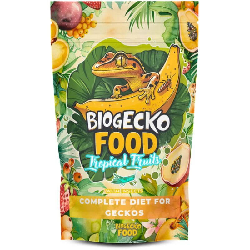 BioGecko Food Banane et Fruits Tropicaux - 100 g - Aliment complet pour geckos à crête et autres lézards. Banane, fruits tropicaux et insectes.