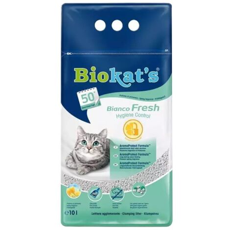 Biokats  Bianco  Weißes, saugfähiges Klumpstreu für Katzen, 10 l – Frisch