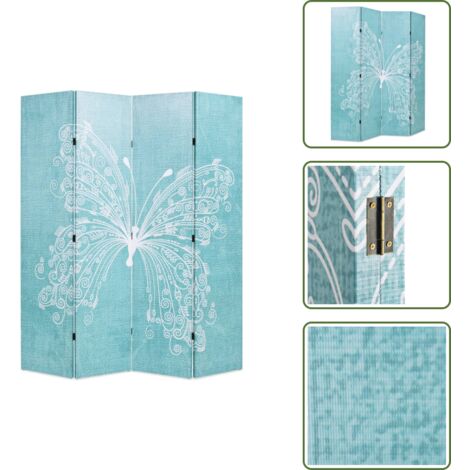 Biombo azul - vidaXL Biombo divisor plegable 160x170 cm mariposa azul - Mariposa impresa