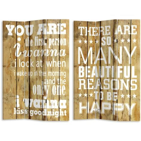 OZAIA Biombo de 3 hojas GRAFITY- 120 x 180 cm - Color madera natural - Venta-unica