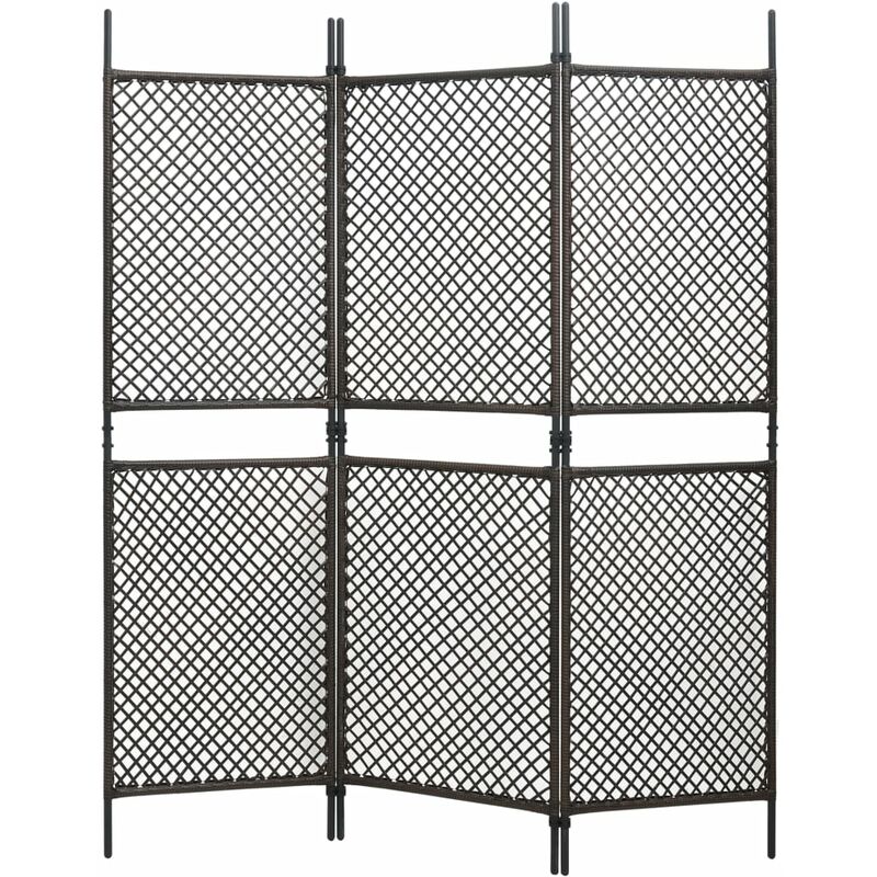 

Happyshopping - Biombo de 3 paneles de ratan sintetico marron 180x200 cm