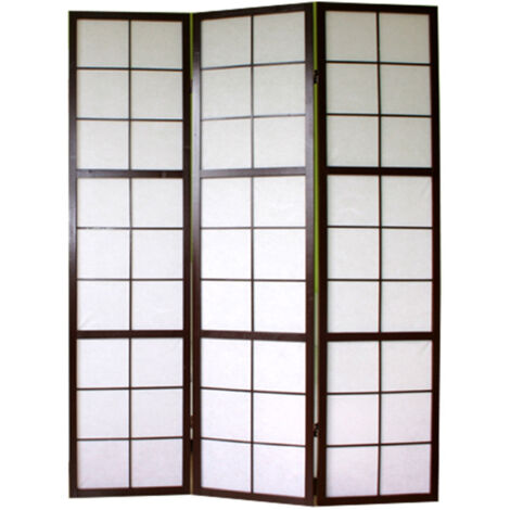 Biombo de 3 paneles en madera negra y papel de arroz 175x132cm PAR06037
