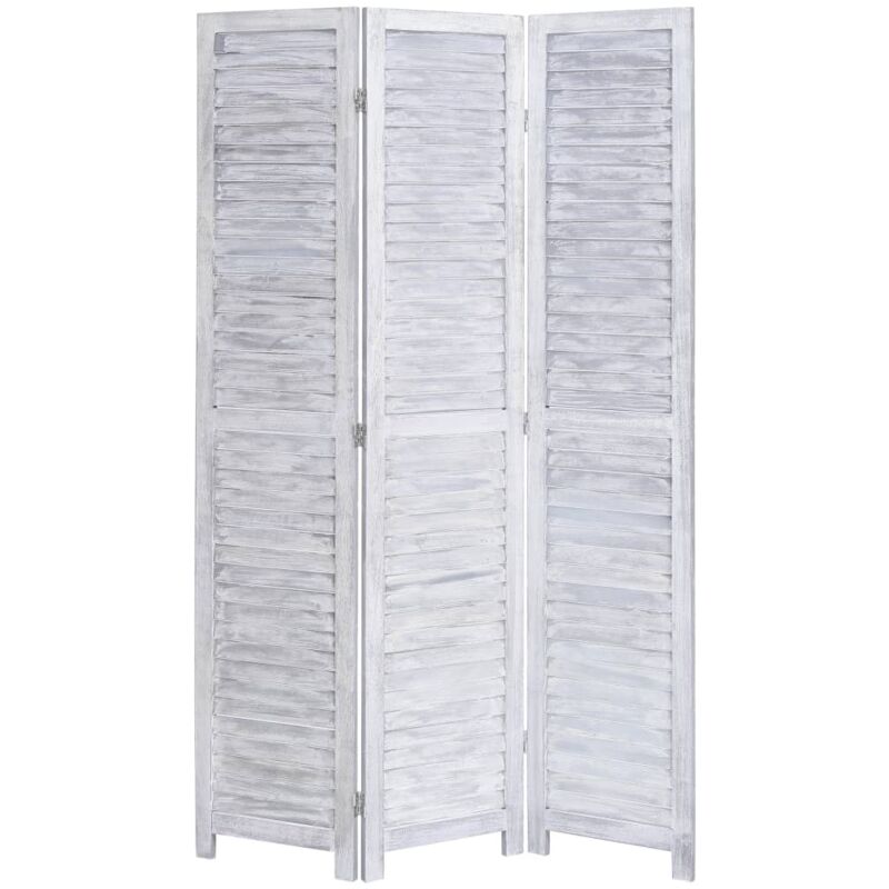 

Biombo de 3 paneles madera gris 105x165 cm - Gris - Vidaxl