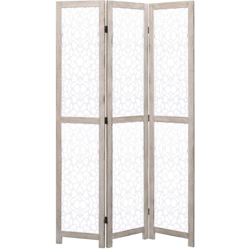 

Biombo de 3 paneles madera maciza blanco 105x165 cm - Blanco - Vidaxl