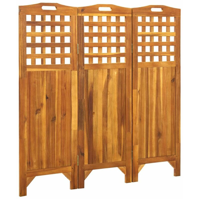 

Happyshopping - Biombo de 3 paneles madera maciza de acacia 121x2x120 cm