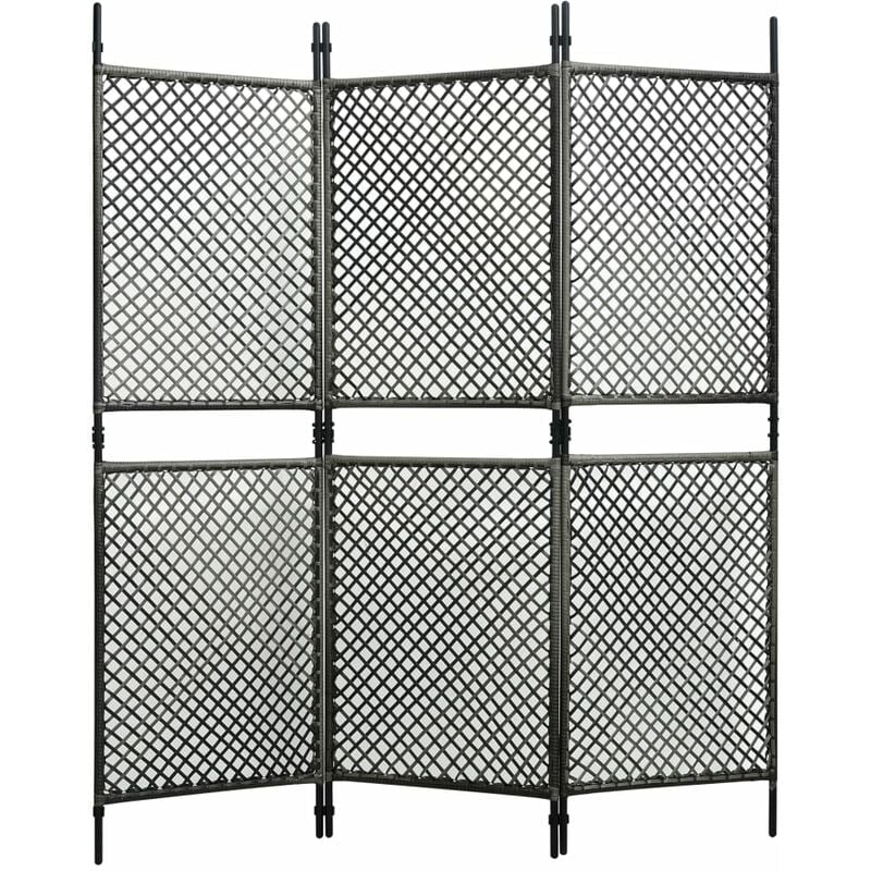 

Biombo de 3 paneles ratan sintetico gris antracita 180x200 cm