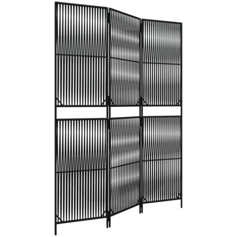 Biombo de 3 paneles ratán sintético negro vidaXL