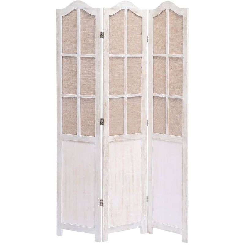 

Biombo de 3 paneles tela blanco 105x165 cm - Blanco