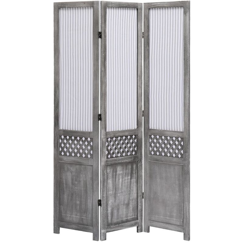 

Happyshopping - Biombo de 3 paneles tela gris 105x165 cm