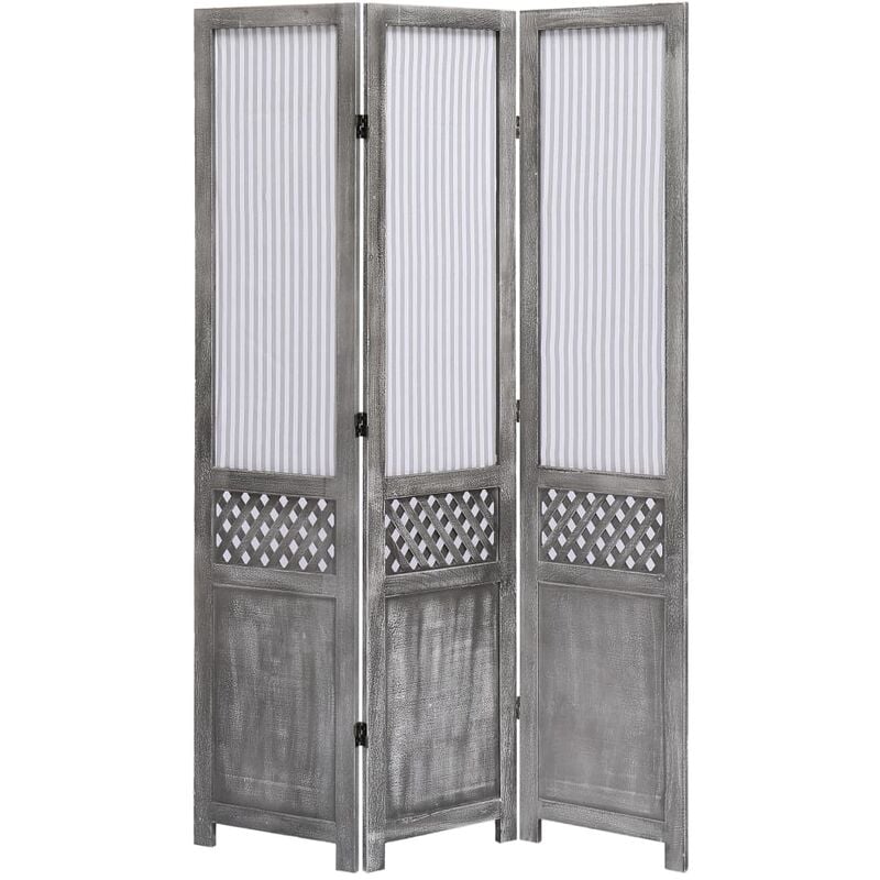

Biombo de 3 paneles tela gris 105x165 cm - Gris - Vidaxl
