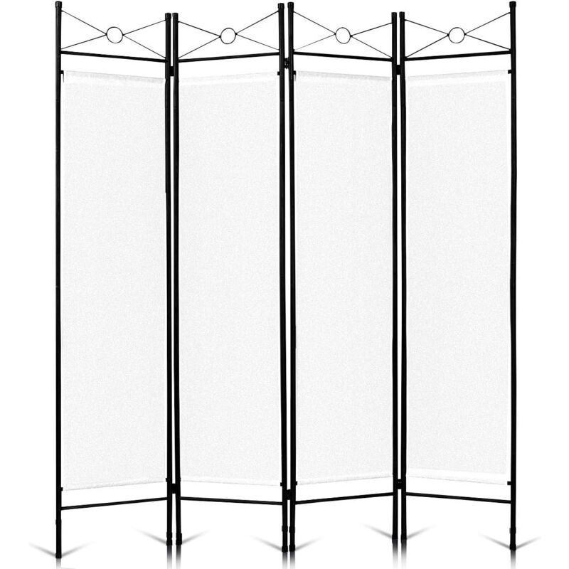 

Costway - Biombo de 4 Panel Habitación Separador Biombo Pantalla Separador de Espacio Plegable 180x160cm Blanco