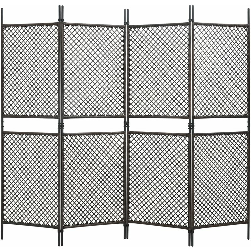 

Happyshopping - Biombo de 4 paneles de ratan sintetico marron 240x200 cm