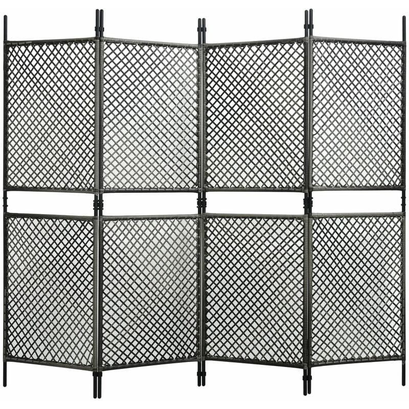 

Biombo de 4 paneles ratán sintético gris antracita 240x200 cm