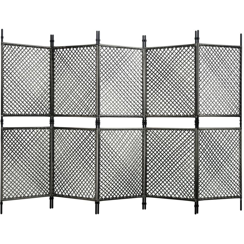 

Biombo de 5 paneles ratan sintetico gris antracita 300x200 cm