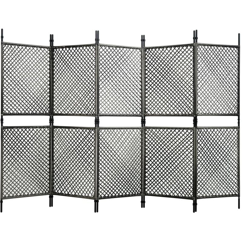 

Biombo de 5 paneles ratán sintético gris antracita 300x200 cm - Antracita - Vidaxl