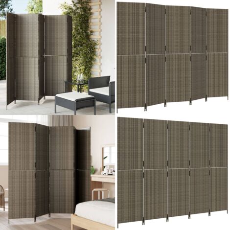 Biombo de 5 paneles ratán sintético gris - Biombo ratán sintético - Biombo gris