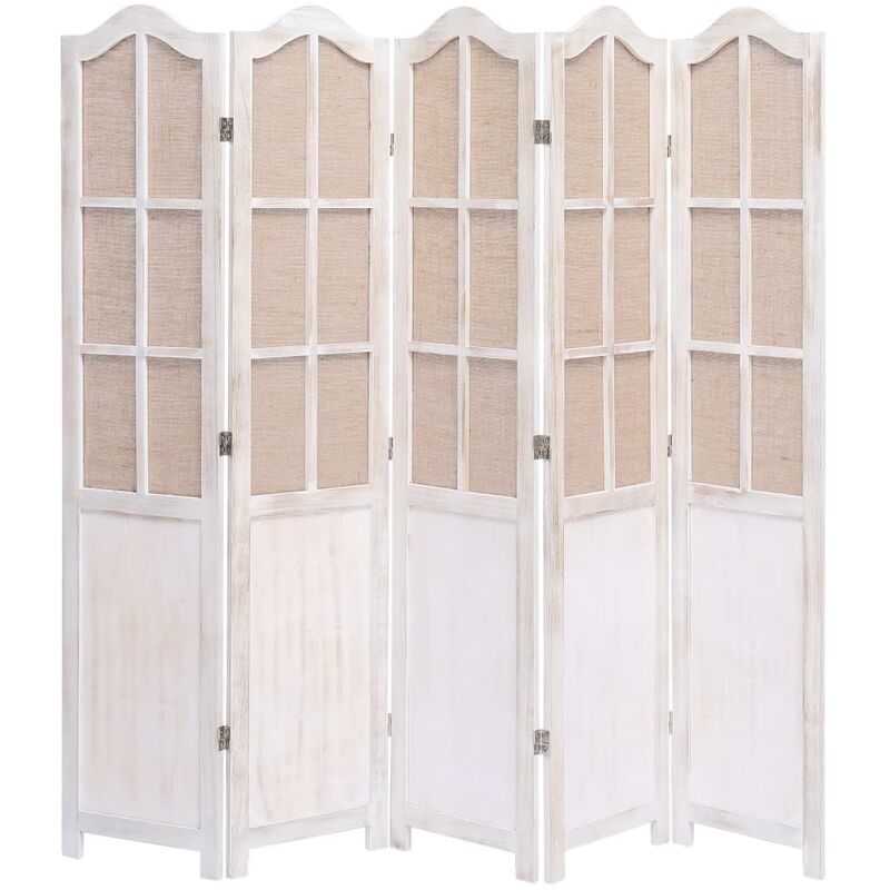 

Biombo de 5 paneles tela blanco 175x165 cm - Blanco - Vidaxl
