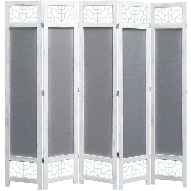 

Biombo de 5 paneles tela gris 175x165 cm - Gris