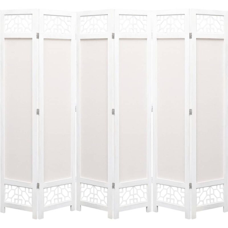 

Biombo de 6 paneles de tela color crema 210x165 cm - Crema