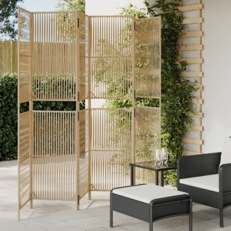 Biombo de 6 paneles ratán sintético beige vidaXL