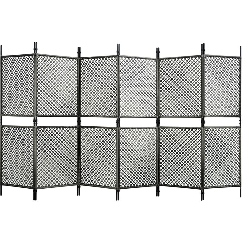 

Biombo de 6 paneles ratan sintetico gris antracita 360x200 cm