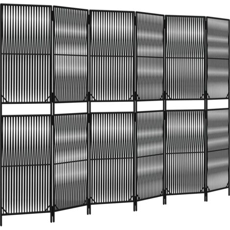 Biombo de 6 paneles ratán sintético negro vidaXL