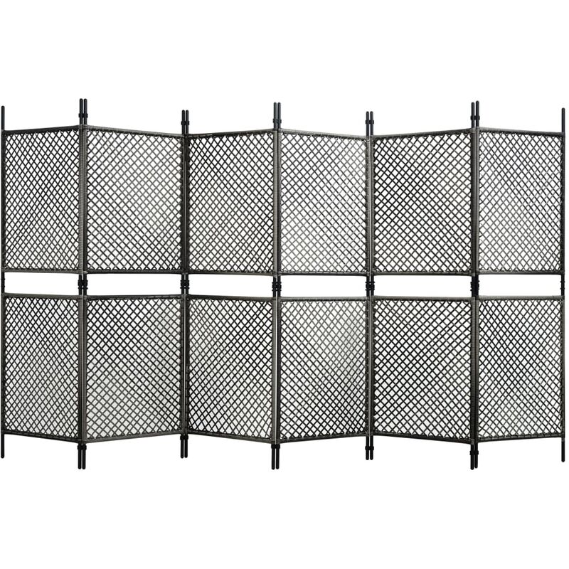 

Biombo de 6 paneles ratán sintético gris antracita 360x200 cm - Antracita