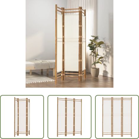 Biombo de bambú -  Biombo plegable de 3 paneles bambú y lona 120 cm