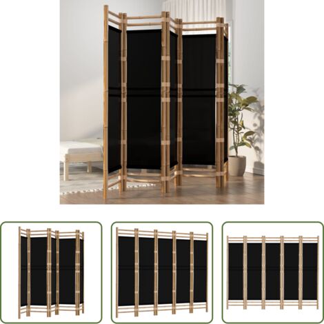 Biombo de bambú -  Biombo plegable de 5 paneles bambú y lona 200 cm