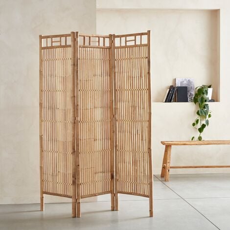 Biombo de bambú, Fidji, Natural, 120x3x160 cm