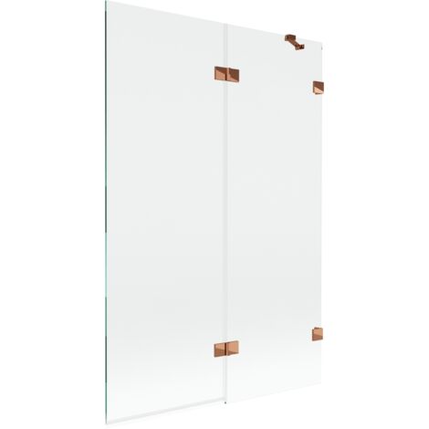 Biombo de ducha Mexen Lunar de 2 paneles derecho 120 x 150 cm, transparente, oro rosa - 897-120-100-60-00-P