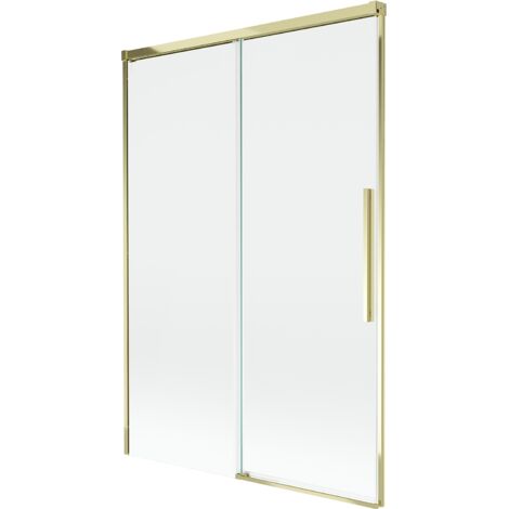 Biombo de ducha Mexen Rox de 2 paneles deslizantes 120 x 150 cm, transparente, dorado - 8C9-120-001-50-00