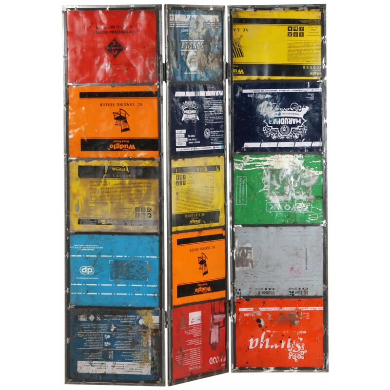 

Happyshopping - Biombo de hierro multicolor 45x17x167 cm