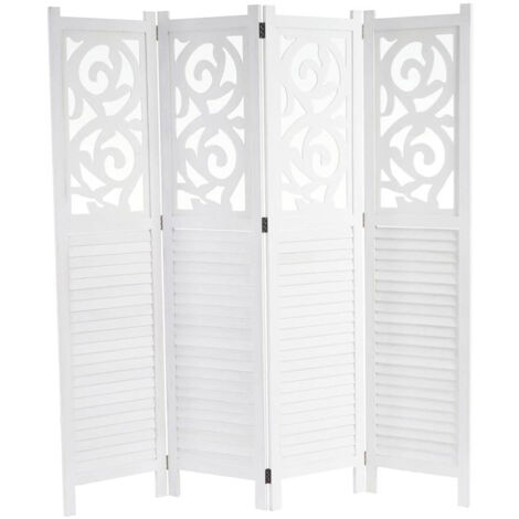 Biombo de madera blanca de 4 paneles 170x160cm PAR04035