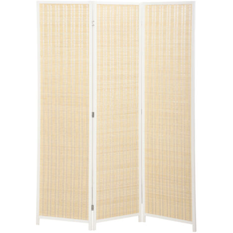 Biombo de madera de 3 paneles, 135 x 180 cm, color blanco, plegable, ideal para salón y dormitorio, estético y práctico.