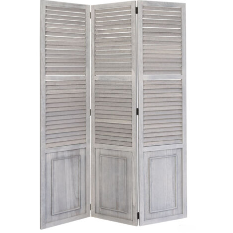 Biombo de madera gris 3 paneles 120x170cm PAR06026